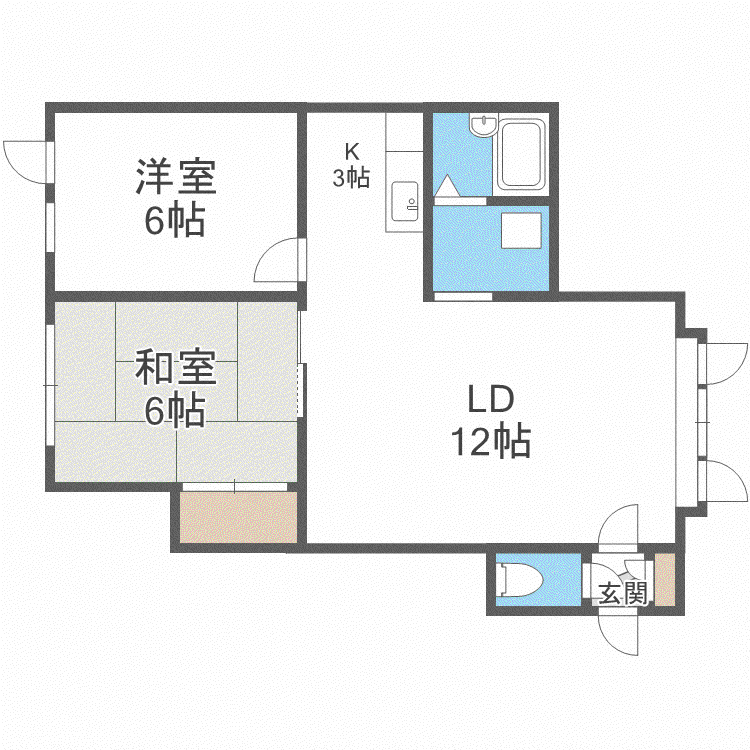 パークハイツ本町(2LDK/2階)の間取り写真