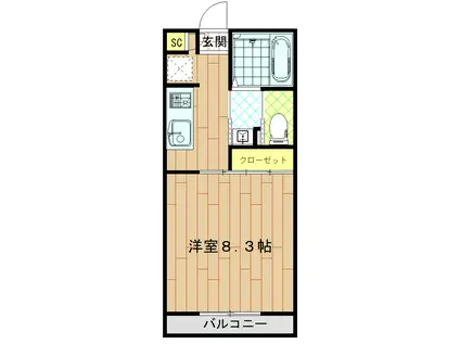 グランドールS(1K/1階)の間取り写真