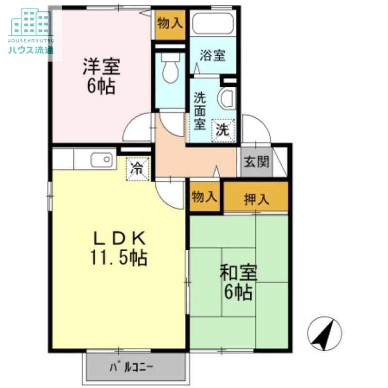 サンスカイ三城B(2LDK/2階)の間取り写真