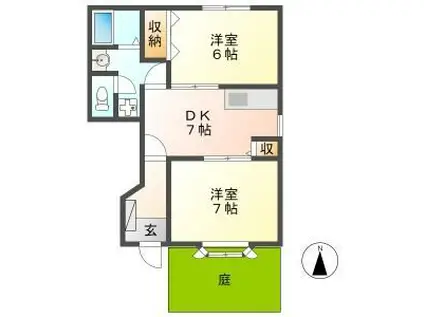 ユートピア次木B(2DK/1階)の間取り写真