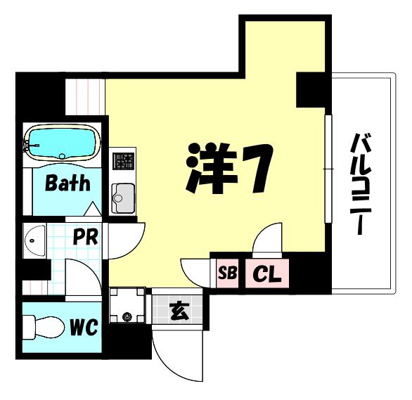 ERCITYS立花駅前(ワンルーム/3階)の間取り写真