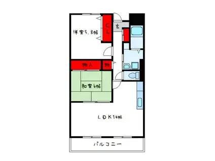 メゾンプチチェリー(2LDK/2階)の間取り写真