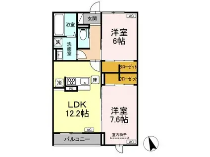FORENA荒井(2LDK/1階)の間取り写真
