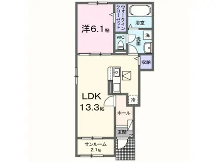 カミーノ オタンタトレ I(1LDK/1階)の間取り写真