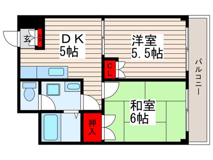 ハイツやすらぎ(2DK/1階)の間取り写真