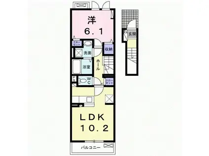 KRANFROH坂本(1LDK/2階)の間取り写真