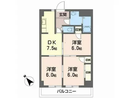 メゾンヒカリ(3DK/4階)の間取り写真