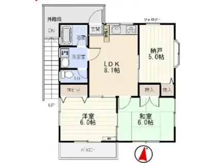 コーポ幸(2SLDK/2階)の間取り写真