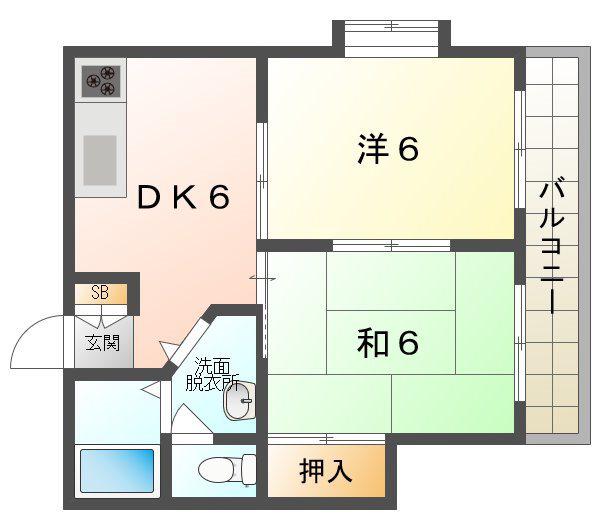ヴィオス9(2DK/1階)の間取り写真