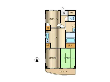 メゾンビオラ(3DK/2階)の間取り写真