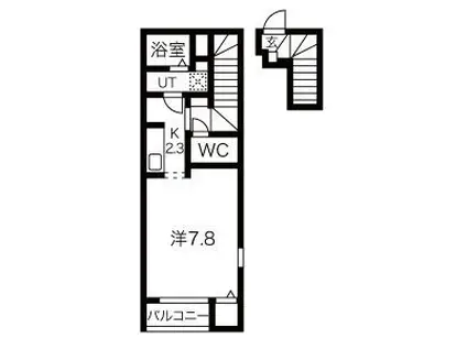 クレアB(1K/2階)の間取り写真