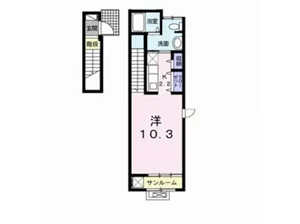 カーサ フィオーレ(ワンルーム/2階)の間取り写真