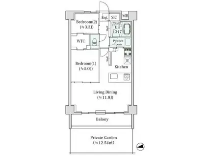 ラスィッドアルファ(2LDK/2階)の間取り写真