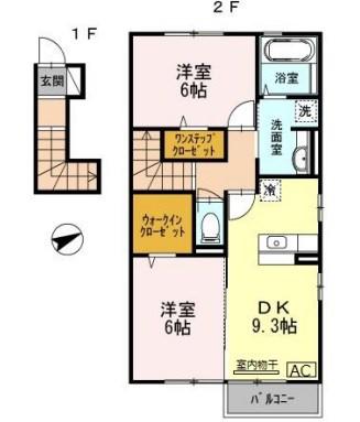 シロフィーマ メゾン B棟(2DK/2階)の間取り写真