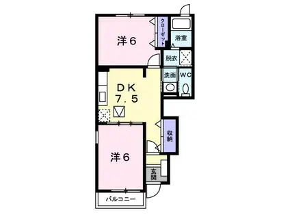 ピエールカーサ(2DK/1階)の間取り写真