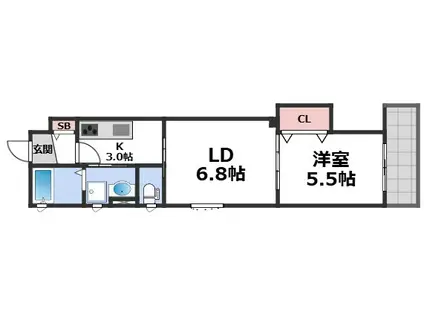 クリエオーレ舎利寺(2K/2階)の間取り写真