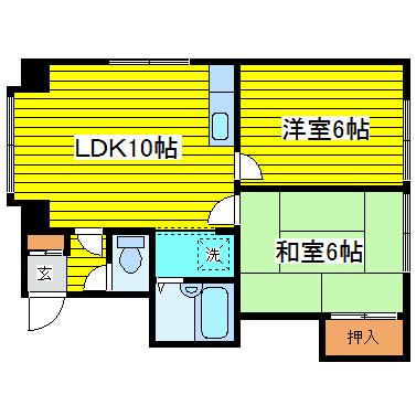インペリアル伏古A(2LDK/2階)の間取り写真