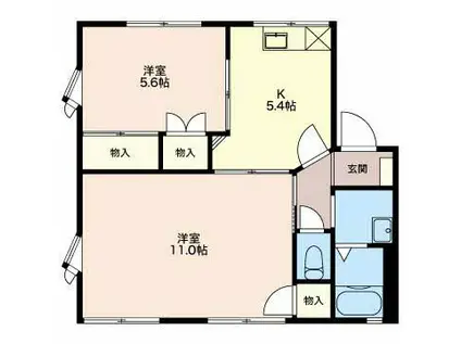 サンシャトー如月(2K/1階)の間取り写真