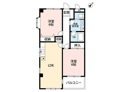 クオーレ都町(2LDK/1階)の間取り写真