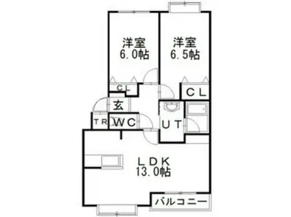 クリスタルリバー参番館(2LDK/3階)の間取り写真