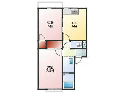 レピュート平清水B棟(2DK/2階)の間取り写真