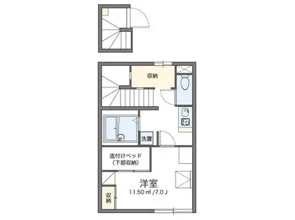 レオパレスミノール(1K/2階)の間取り写真