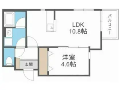 SWEET ALYSSUM MUGINO II(1LDK/1階)の間取り写真