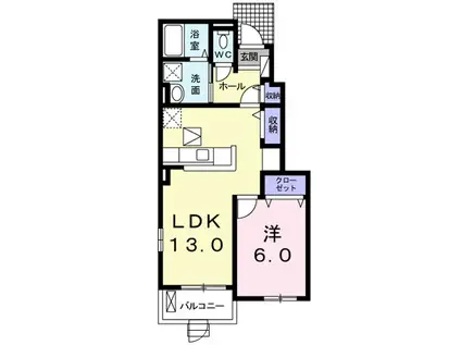 モルトベーネII(1LDK/1階)の間取り写真