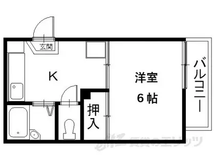 ラ・プラン外町Ⅰ(1K/2階)の間取り写真