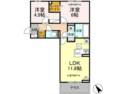 アーバンゲートV(2LDK/1階)の間取り写真