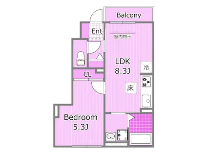 ディートレビュート西谷(1LDK/1階)の間取り写真