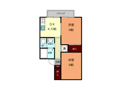 さくらヒルズ(2DK/2階)の間取り写真