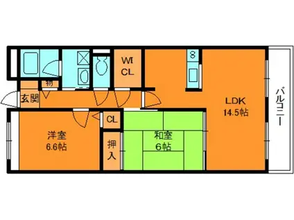 ラフォーレ三郷弐番館(2LDK/2階)の間取り写真