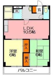 五島ハイツ(2DK/2階)の間取り写真