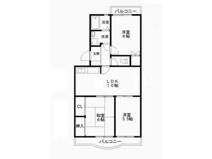 コーポラス仲村(3LDK/4階)の間取り写真