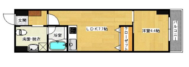 Kビル(1LDK/4階)の間取り写真