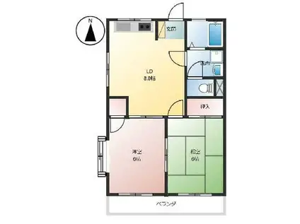 IK五反野ハイツ(2DK/2階)の間取り写真