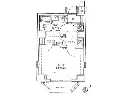 グランティアラ浅草橋(1K/7階)の間取り写真