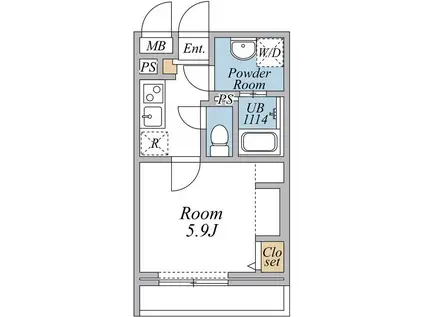 リブリ・瑞江(1K/1階)の間取り写真