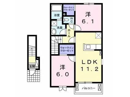 ファミールFUL FUL A(2LDK/2階)の間取り写真
