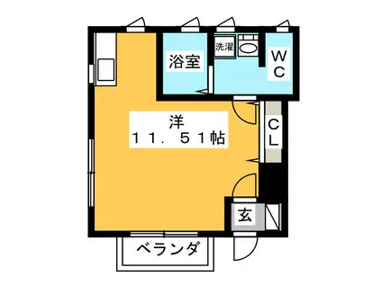 キャティーリラ(ワンルーム/1階)の間取り写真