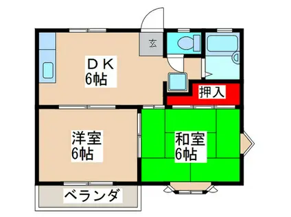 リバーハイム中島(2DK/2階)の間取り写真