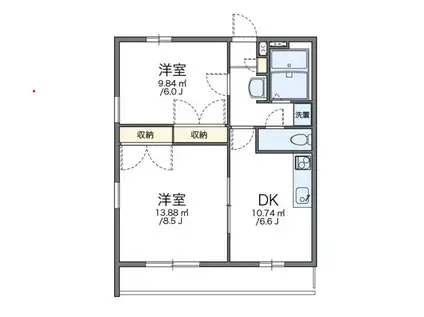 レオパレスレジアス(2DK/3階)の間取り写真