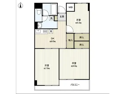 サンシャイン菊平ビル(3DK/4階)の間取り写真