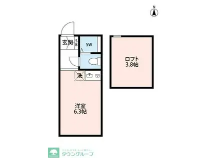 ユナイト和田町ロートレック・オペラ(ワンルーム/2階)の間取り写真