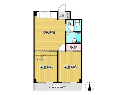 日吉パフィオマンション(2DK/2階)の間取り写真