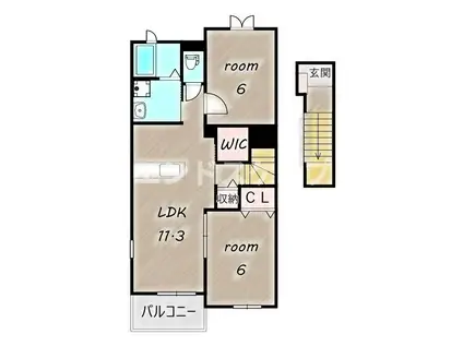 リトル ウッズII(2LDK/2階)の間取り写真