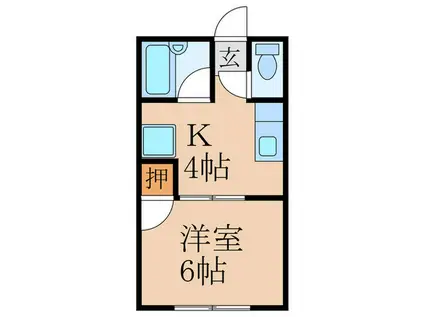 めぐみハイツB棟(1K/2階)の間取り写真