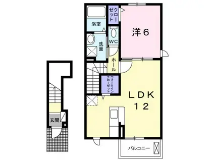ヴィラジャローネ デ ケーヴII(1LDK/2階)の間取り写真