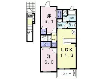 セイバリー フレンディアII(2LDK/2階)の間取り写真